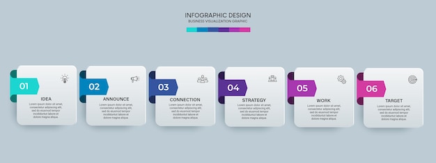 Szablon Projektu Infografiki Wizualizacji Biznesowej Z Opcjami, Krokami Lub Procesami. Może Być Używany Do