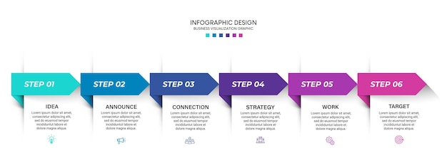 Szablon Projektu Infografiki Wizualizacji Biznesowej Z Opcjami, Krokami Lub Procesami. Może Być Używany Do