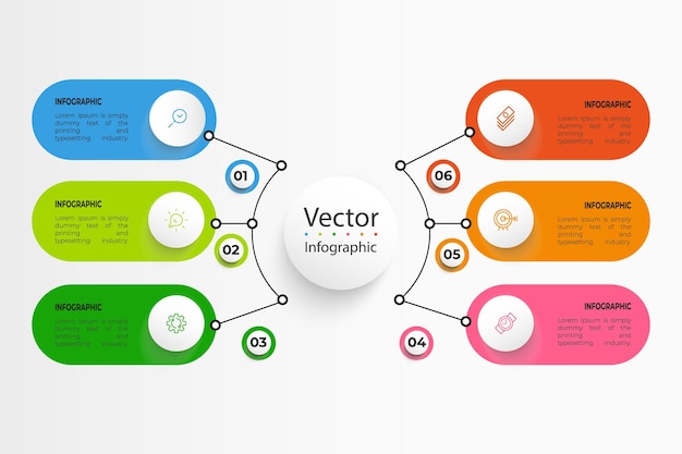 Szablon Projektu Infografiki Z 6 Opcjami Lub Krokami