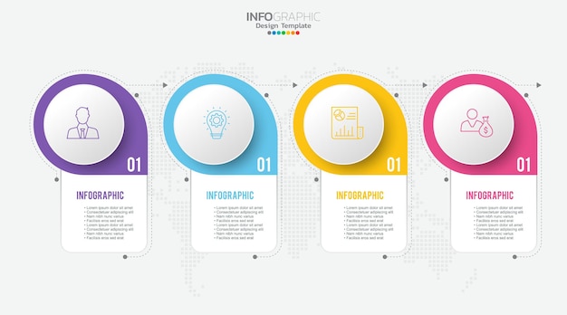 Szablon projektu infografiki z ikonami i procesem