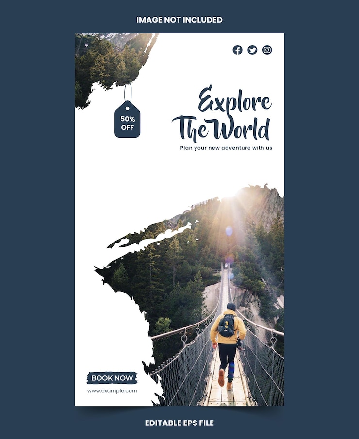 Szablon projektu instagramu biura podróży i historii na Facebooku