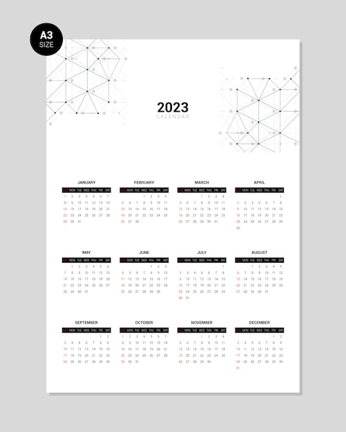 Szablon Projektu Kalendarza 2023 Z Wielokątnymi Kształtami