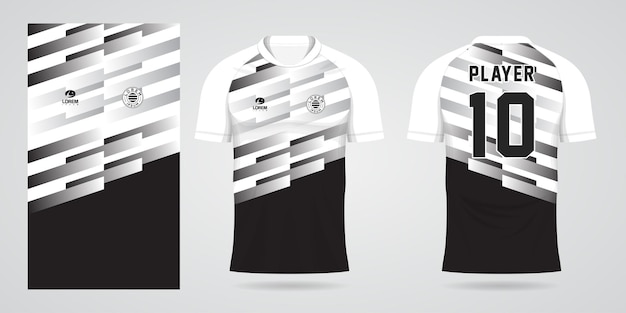 szablon projektu koszulki czarno-białej koszulki sportowej