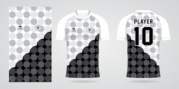 szablon projektu koszulki czarno-białej koszulki sportowej