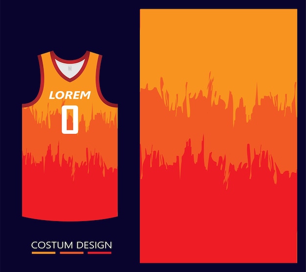 Plik wektorowy szablon projektu koszulki do koszykówki pomarańczowy streszczenie tło dla wzoru tkaniny koszykówka bieganie ilustracji wektorowych koszulki piłkarskie i treningowe