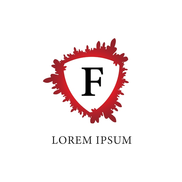 Szablon Projektu Logo Alfabetu Litery F Plusk Krwi Z Kształtem Tarczy W środku Izolowany Na Białym Tle Początkowa Koncepcja Logo Abjad Ubezpieczenie Ochrona Horror Bezpieczeństwo