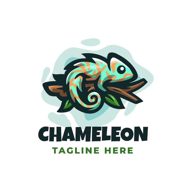 Plik wektorowy szablon projektu logo chamaleon z uroczymi szczegółami