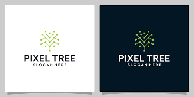 Szablon Projektu Logo Drzewa Z Ilustracji Wektorowych Projektowania Graficznego Cyfrowego Stylu Tech Symbol Ikona Kreatywnych