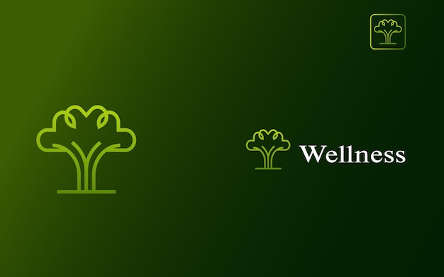 Plik wektorowy szablon projektu logo gradientu wellness z typografią wellness. symbol odnowy biologicznej, ikona, etykieta, marka