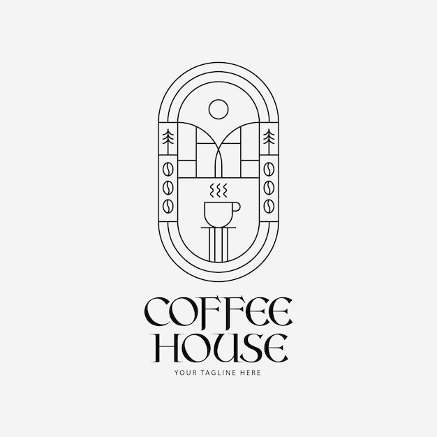 Plik wektorowy szablon projektu logo kawiarni monoline