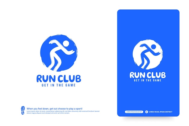 Szablon Projektu Logo Klubu Runicznego, Koncepcja Logo Run Turnieje. Tożsamość Zespołu Maratonu Na Białym Tle Na Białym Tle, Streszczenie Symbol Projekt Wektor Ilustracje