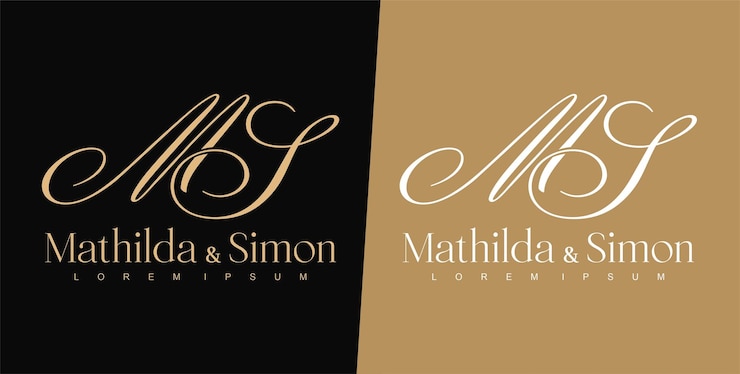 Wektor szablon projektu logo litery m i s ślub logo typografia logo