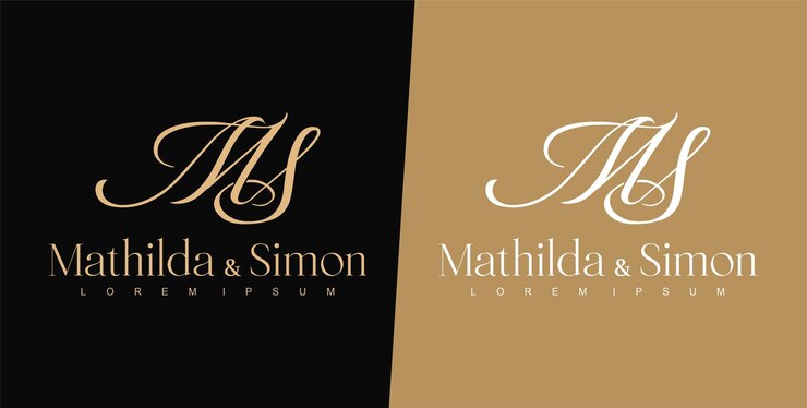 Wektor szablon projektu logo litery m i s ślub logo typografia logo