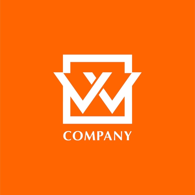 Szablon Projektu Logo Litery W Lub Vv Lub Vw Białe Pudełko Na Pomarańczowym Tle Koncepcja Logo Prostokąta Kwadratowego Proste I Czyste Mocne Pogrubienie