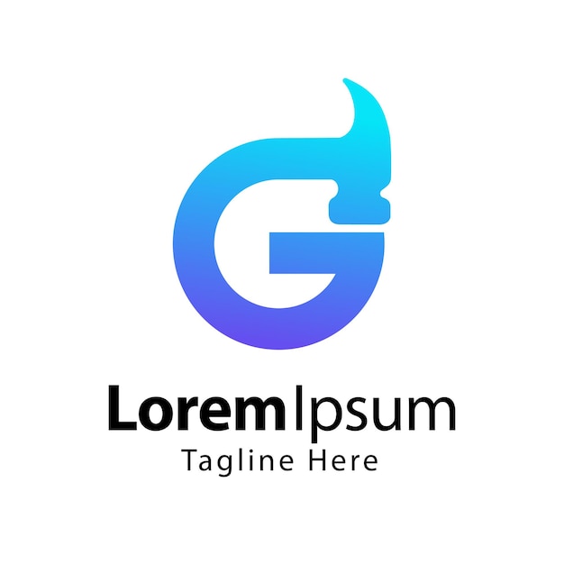 Szablon projektu logo młotka litery G