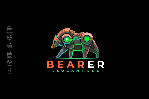 Szablon Projektu Logo Modern Mecha Robotic Bear