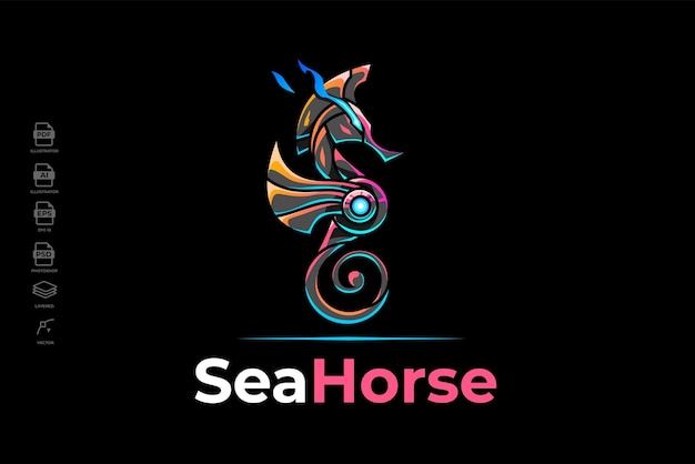 Szablon Projektu Logo Nowoczesnego Mecha Robotic Sea Horse