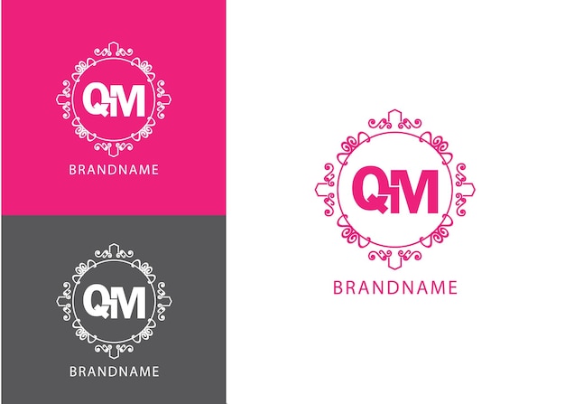 Szablon projektu logo nowoczesny monogram początkowa litera qm