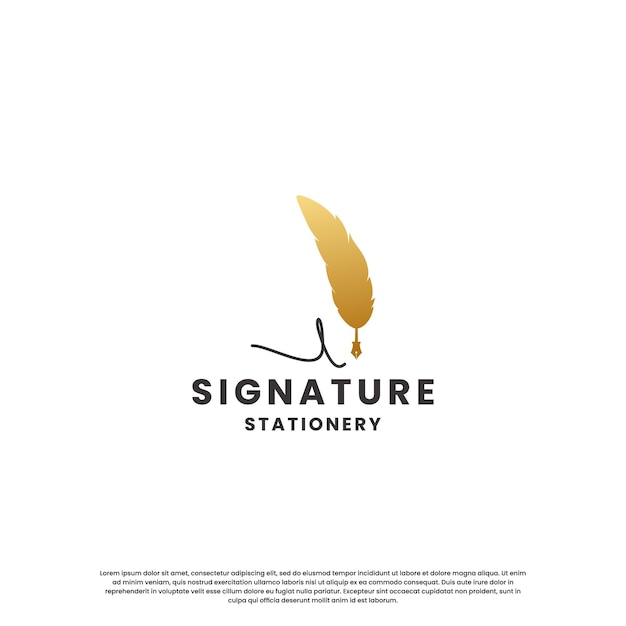 Szablon Projektu Logo Pióra Z Podpisem Piórowym