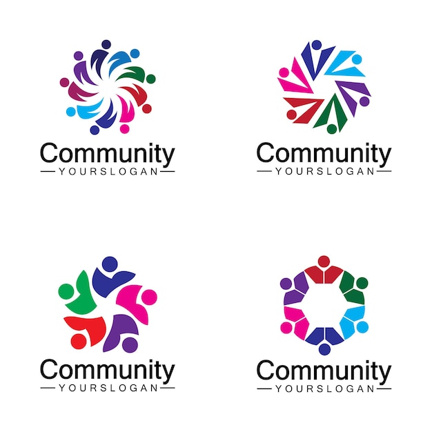 Szablon projektu logo społeczności dla zespołów lub sieci grupowych i projektowanie ikon społecznościowych