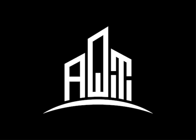 Szablon projektu logo wektorowego monogramu budynku Building Shape Logo AQT