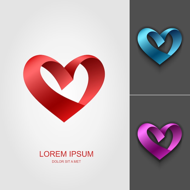 Szablon Projektu Logo Wstążka Serce Valentine