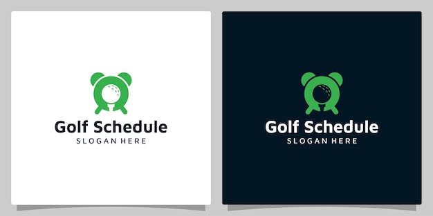 Szablon Projektu Logo Zegara Lub Harmonogramu Z Golfem Graficzny Projekt Ilustracja Ikona Symbol Kreatywnych