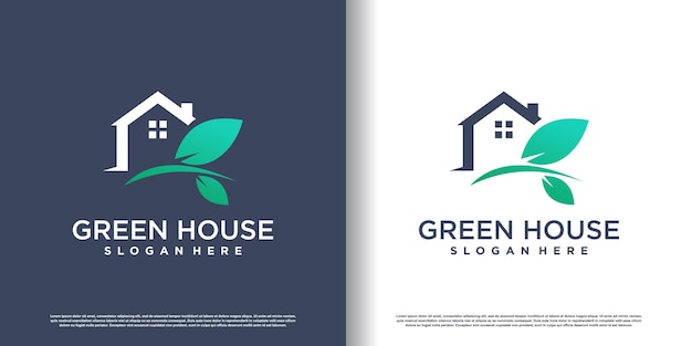 Szablon Projektu Logo Zielonego Domu Premium Wektorów