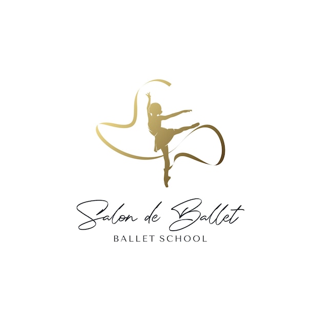 Plik wektorowy szablon projektu logo złota baleriny studio