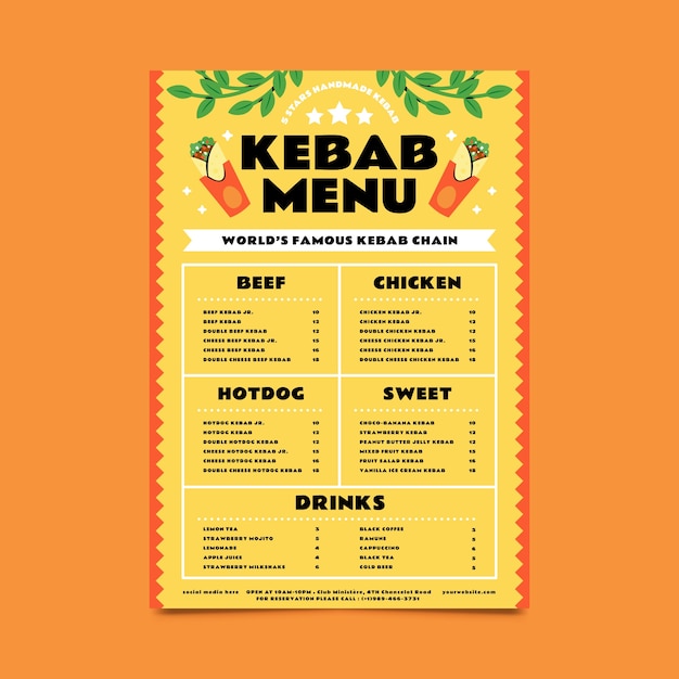 Plik wektorowy szablon projektu menu kebab