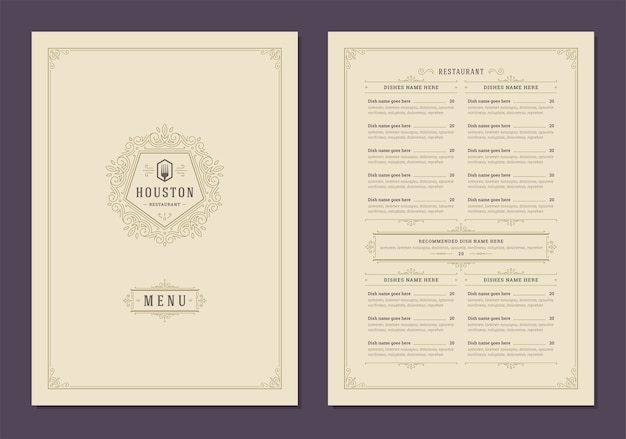 Szablon Projektu Menu Z Okładką I Broszurą Z Rocznika Logo Restauracji