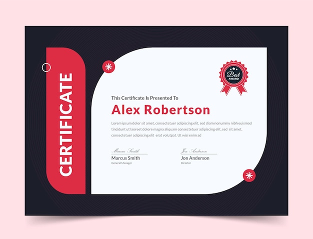 Szablon Projektu Nagrody Czerwonego Certyfikatu Certyfikat Szablon Premium Przyznaje Dyplom