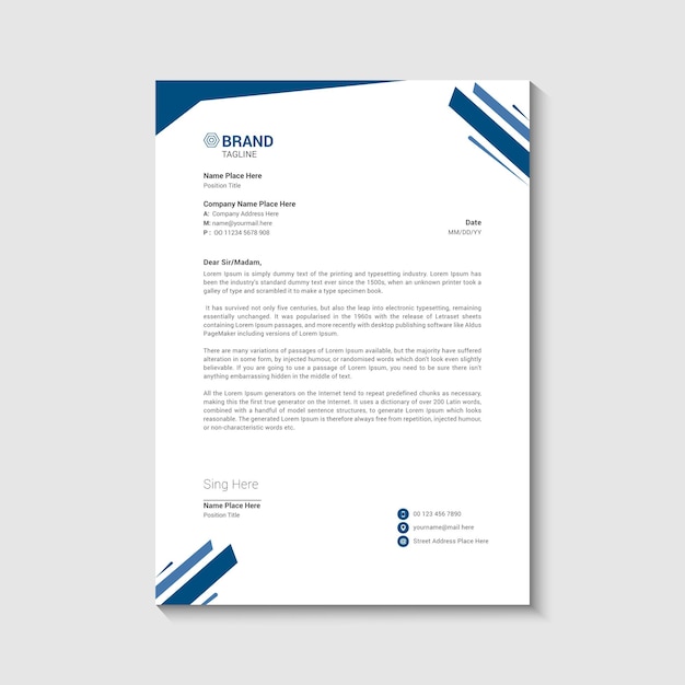 szablon projektu papieru firmowego