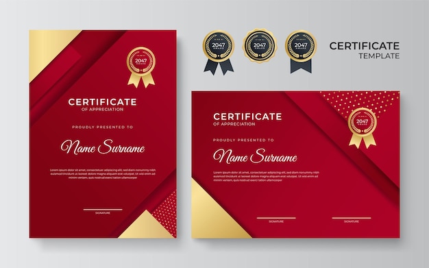 Szablon Projektu Premium Elegancki Złoty Czerwony Certyfikat
