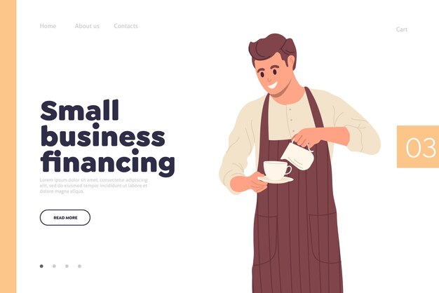 Szablon Projektu Strony Docelowej Dla Usługi Online Oferującej Finansowanie Małych Firm W Kawiarni