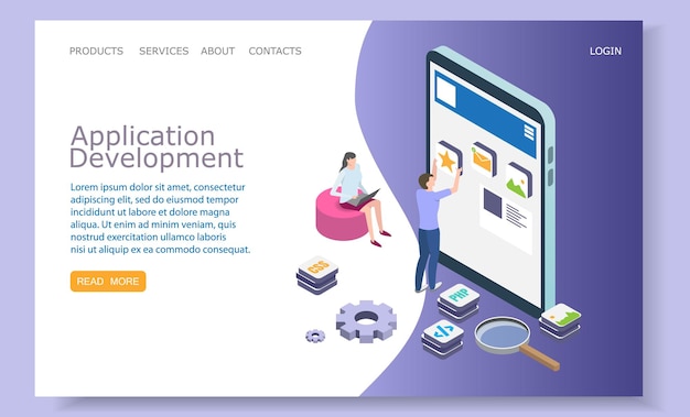 Szablon projektu strony docelowej strony internetowej do tworzenia aplikacji