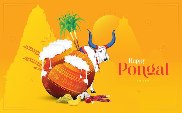 Szablon projektu tła indyjskiego festiwalu Happy Pongal
