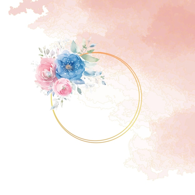 Plik wektorowy szablon projektu tła kwiatowego w stylu przypominającym akwarele niebieski i różowy kwiat