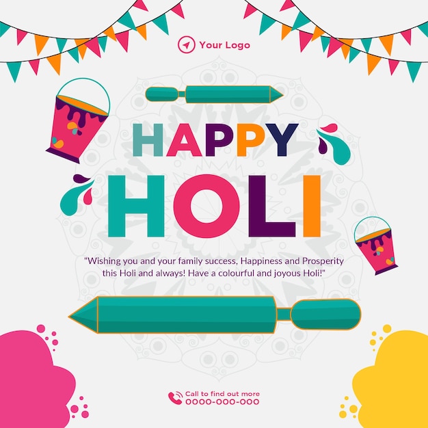 Szablon Projektu Transparentu Happy Holi Festiwalu Kolorów