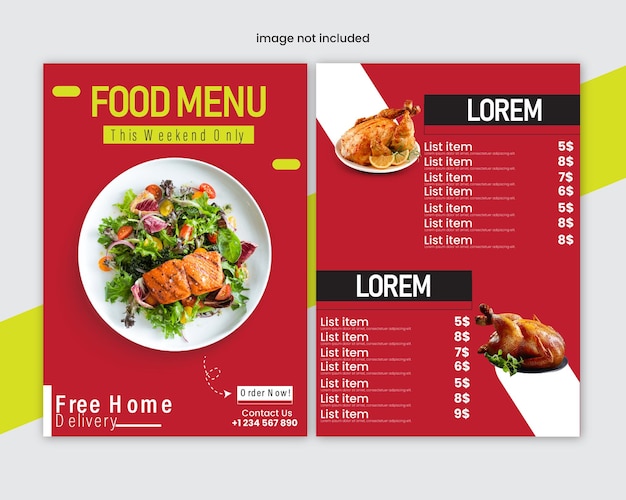 Szablon projektu ulotki menu żywności