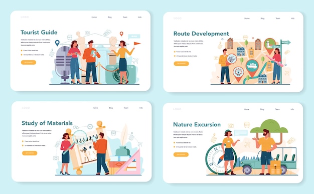 Szablon Sieci Web Przewodnika Turystycznego Lub Zestaw Strony Docelowej.