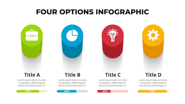 Szablon Slajdu Prezentacji 3d Z Perspektywą Wektorową Infografika 4 Kroki Wykres Procentowy