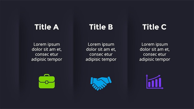 Szablon Slajdu Prezentacji Ciemnego Neumorficznego Wektora Infografika Czysty Minimalistyczny Styl Płaski