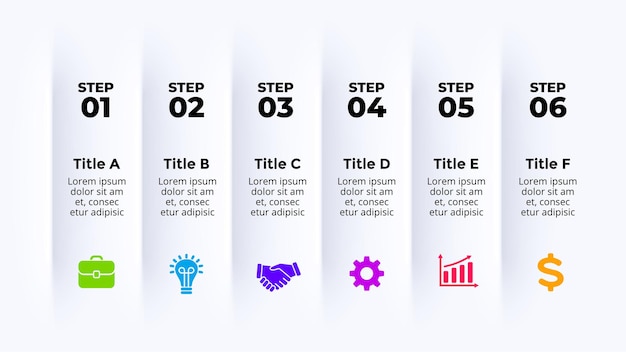 Szablon Slajdu Prezentacji Neumorficznego Wektora Infografika 6 Opcji Czysty Minimalistyczny Płaski Styl