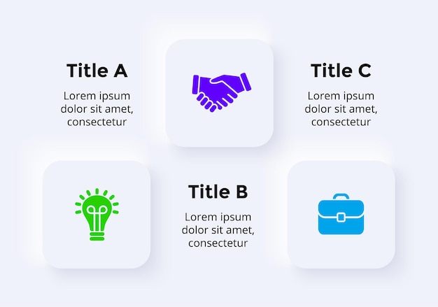 Szablon Slajdu Prezentacji Neumorficznego Wektora Infografika Czysty Minimalistyczny Styl Płaski