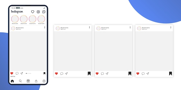 Plik wektorowy szablon smartfona do aplikacji mediów społecznościowych z makieta ramek