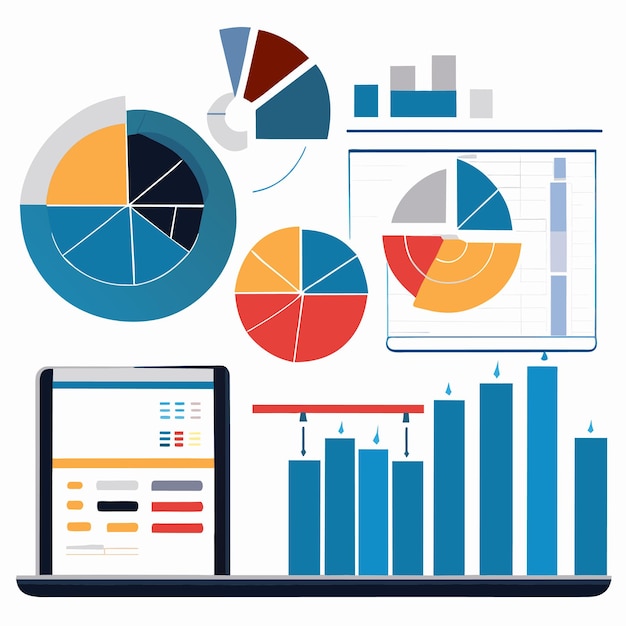 Plik wektorowy szablon statystyk wzrostu marketingu lub analiza wykresu wzrostu lub pulpitu zbiorów elementów