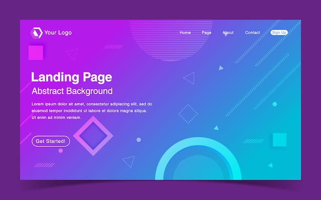 Szablon Strony Docelowej Strony Internetowej Z Geometrycznym Niebieskim Tle