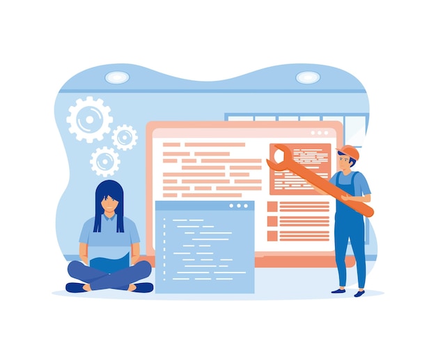 Szablon strony docelowej System Maintenance Koncepcja nowoczesna ilustracja wektora płaskiego