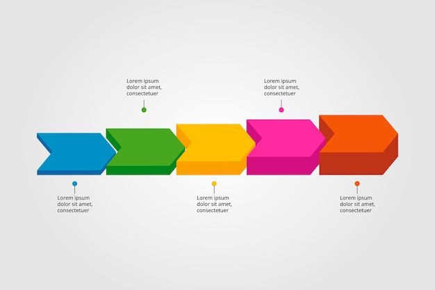szablon strzałki linii do infografiki do prezentacji dla 5 elementów